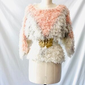 SIDEFFECTS  shaggy hand crocheted boho vibe sweater.